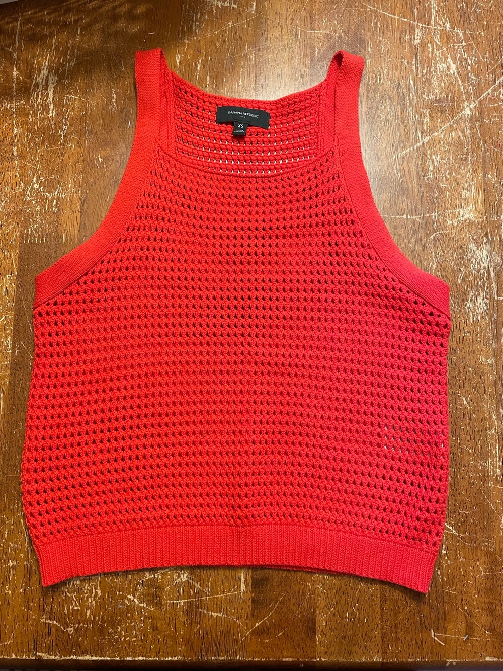Banana Republic Vibrant Red Open-Knit Tank